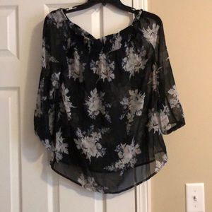 Never worn! Shoulder blouse with flowers